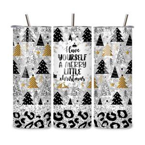 Christmas Gray Leopard 20oz Stainless Steel Tumbler